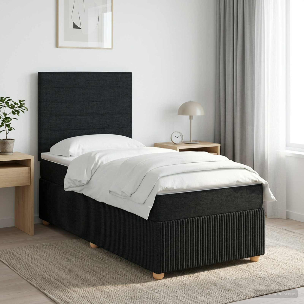 Cama Box Spring Con Colchón Tela