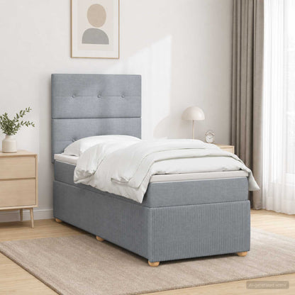 Cama Box Spring Con Colchón Tela