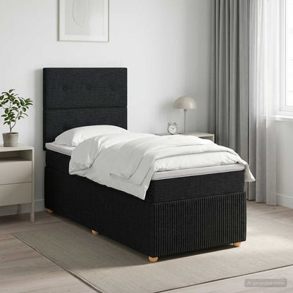 Cama Box Spring Con Colchón Tela