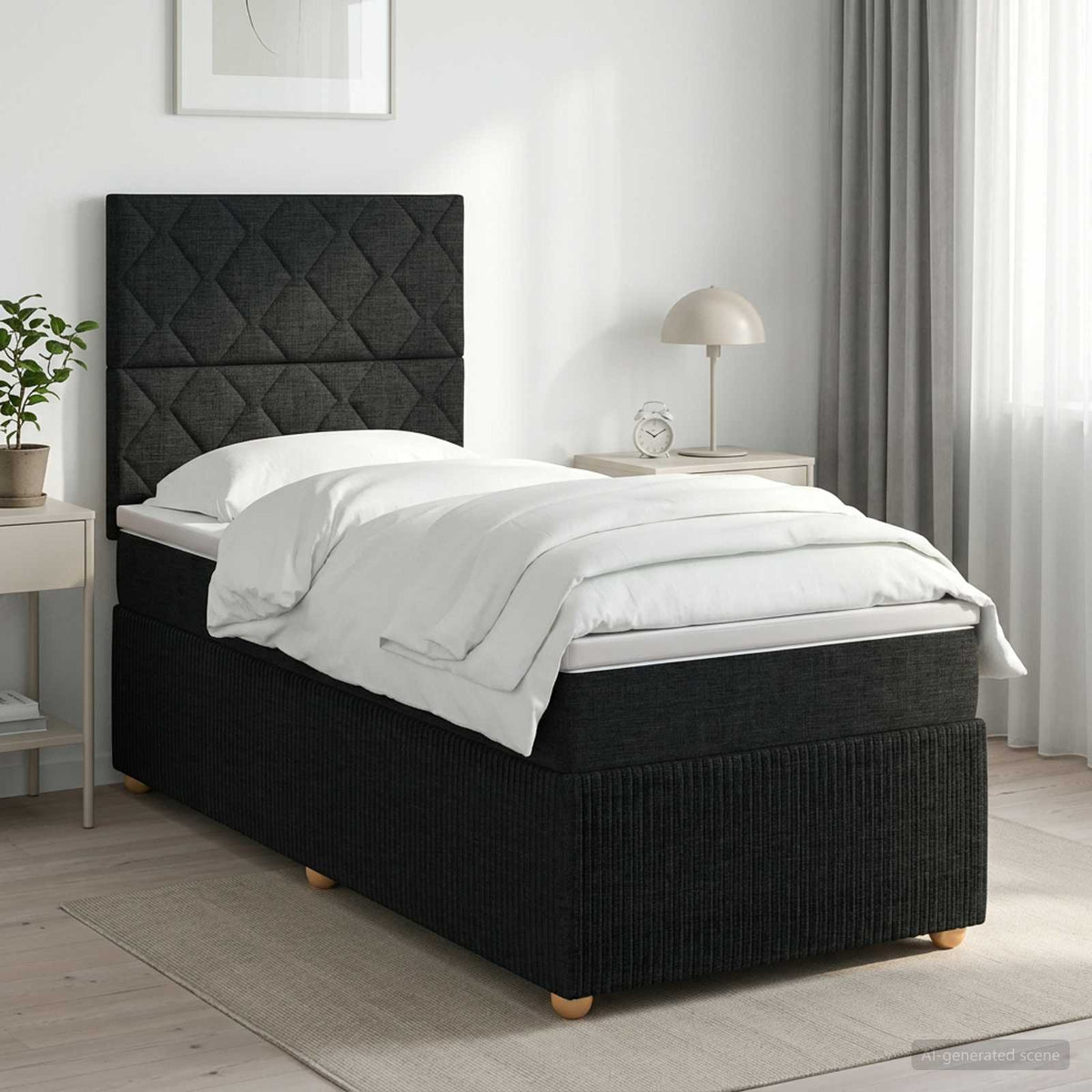Cama Box Spring Con Colchón Tela