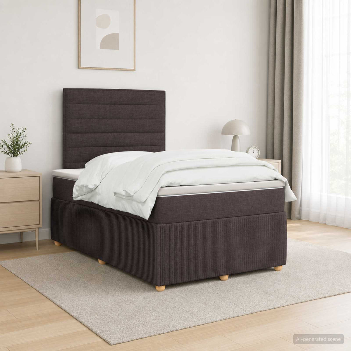 Cama Box Spring Con Colchón Tela