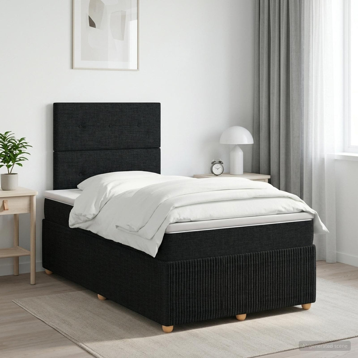 Cama Box Spring Con Colchón Tela