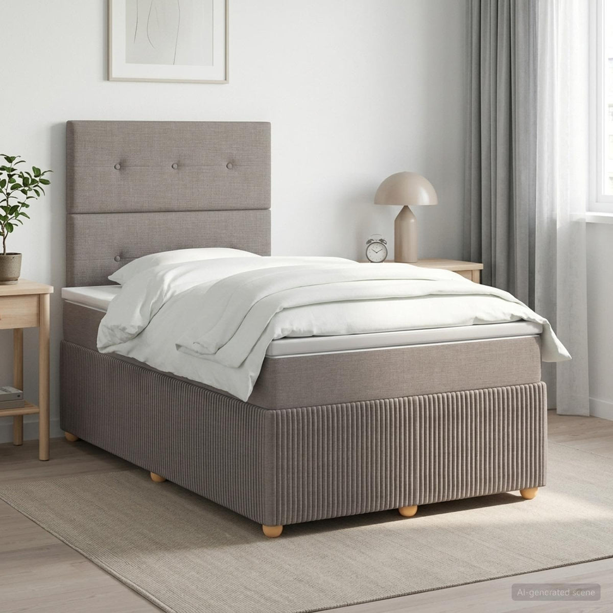 Cama Box Spring Con Colchón Tela