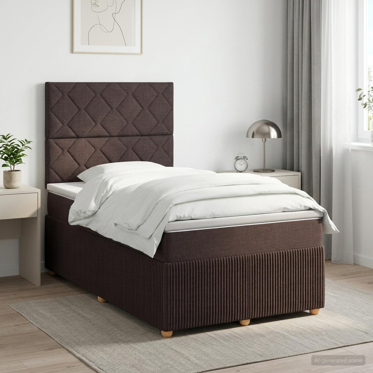 Cama Box Spring Con Colchón Tela