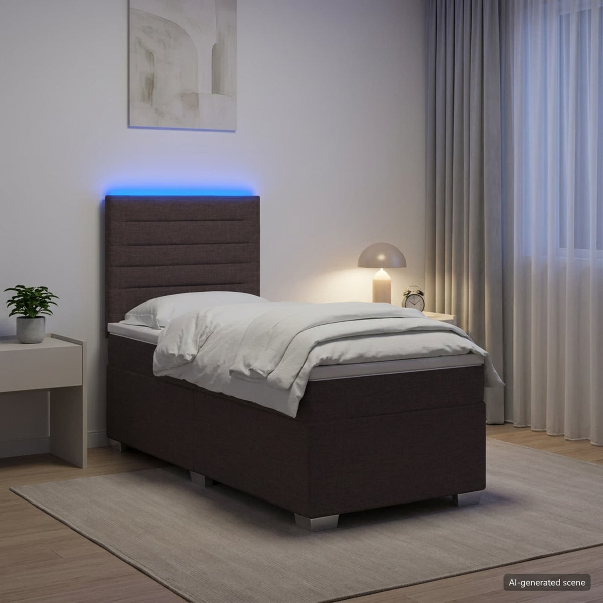 Cama Box Spring Con Colchón Tela