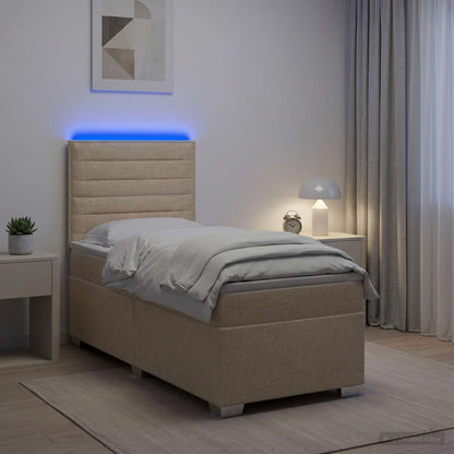 Cama Box Spring Con Colchón Tela