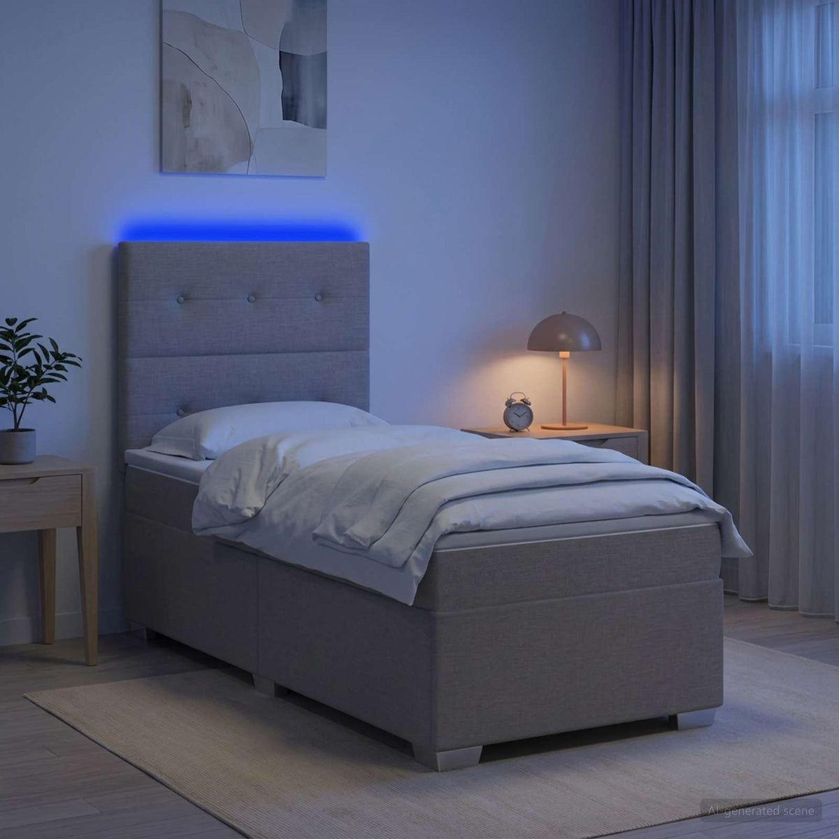 Cama Box Spring Con Colchón Tela
