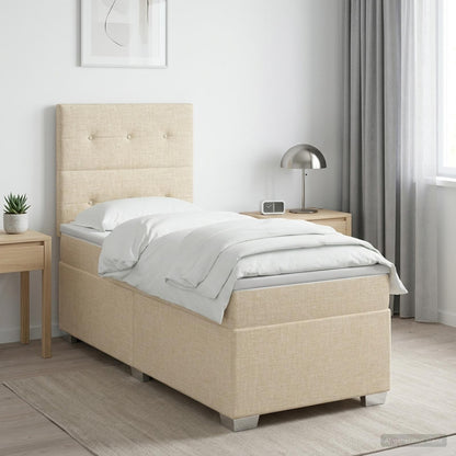 Cama Box Spring Con Colchón Tela
