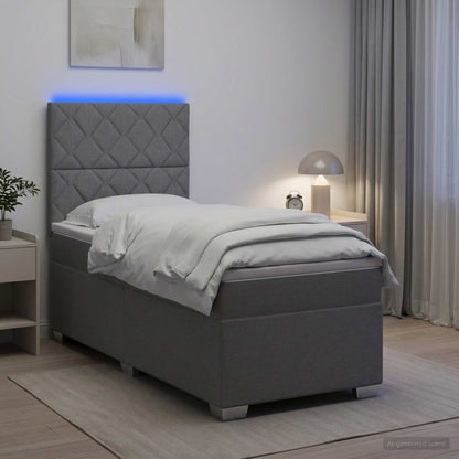 Cama Box Spring Con Colchón Tela