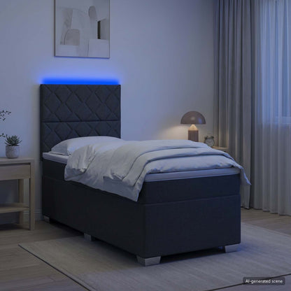 Cama Box Spring Con Colchón Tela