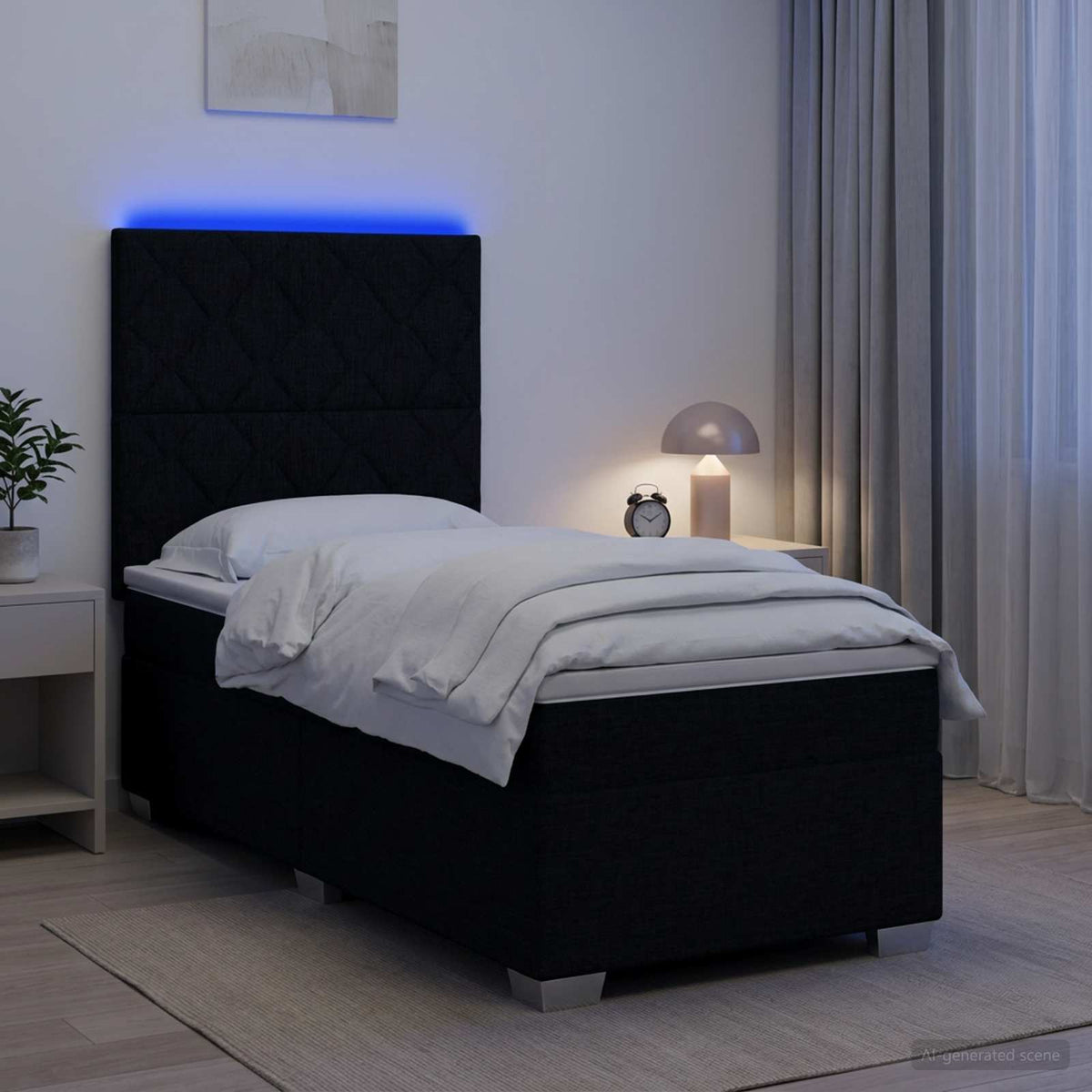 Cama Box Spring Con Colchón Tela