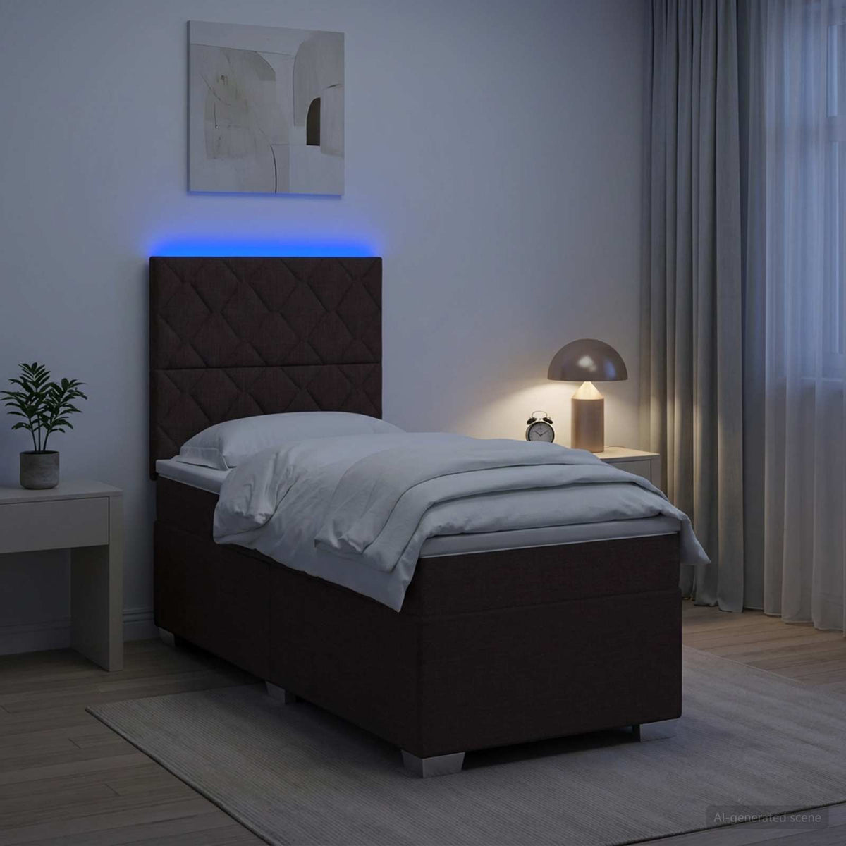 Cama Box Spring Con Colchón Tela