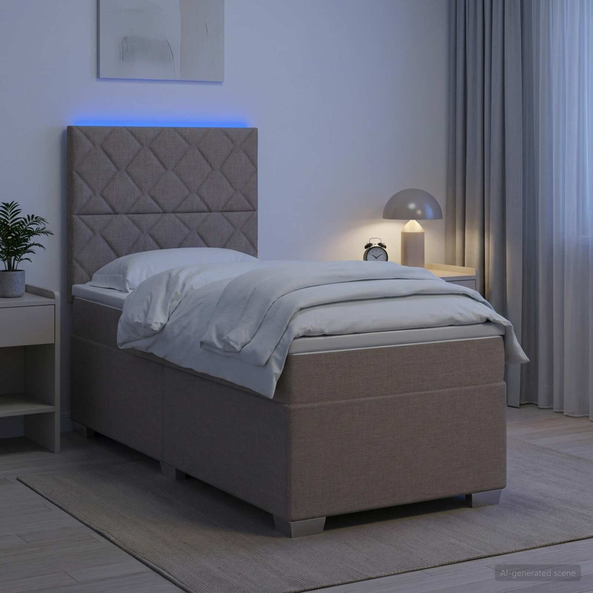 Cama Box Spring Con Colchón Tela