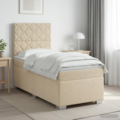 Cama Box Spring Con Colchón Tela
