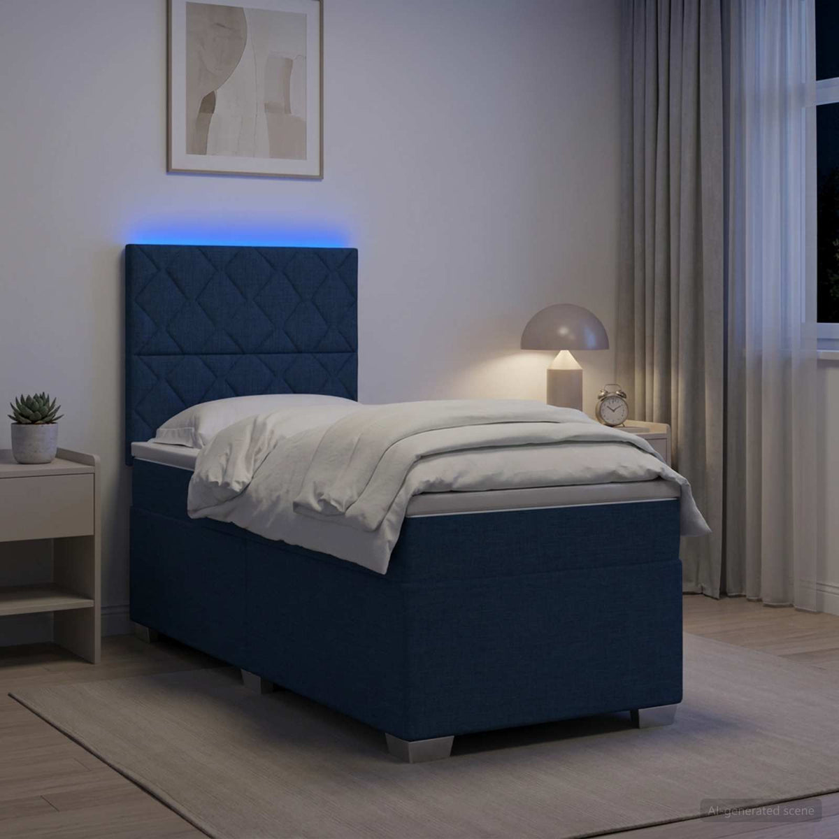 Cama Box Spring Con Colchón Tela