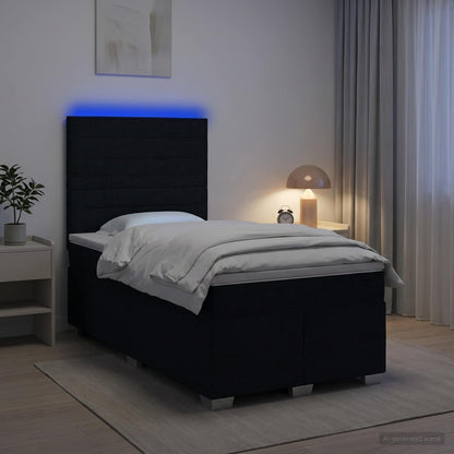 Cama Box Spring Con Colchón Tela