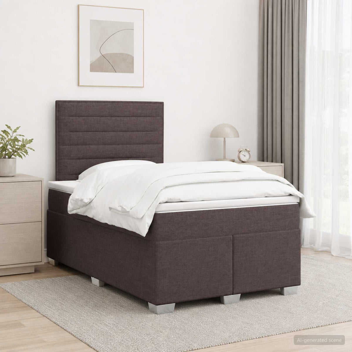 Cama Box Spring Con Colchón Tela