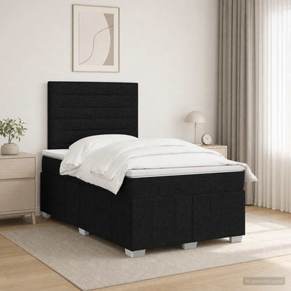 Cama Box Spring Con Colchón Tela Gris Taupe