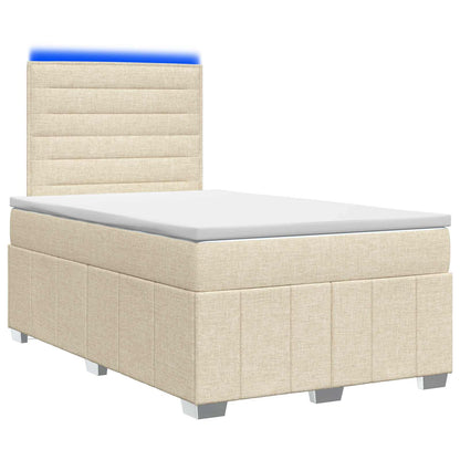 Cama Box Spring Con Colchón Tela Gris Taupe