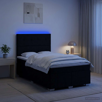 Cama Box Spring Con Colchón Tela Gris Taupe