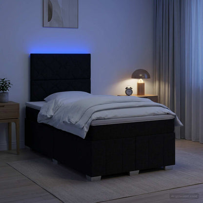 Cama Box Spring Con Colchón Tela Gris Taupe