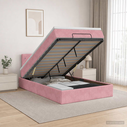 Estructura De Cama Otomana Colchón Terciopelo