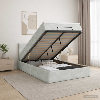 Estructura De Cama Otomana Colchón Terciopelo