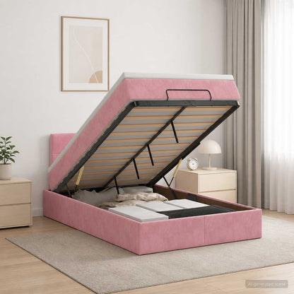 Estructura De Cama Otomana Colchón Terciopelo