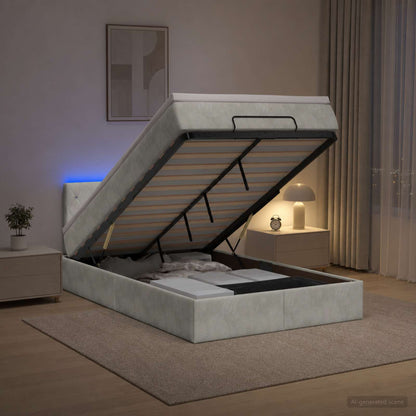 Estructura De Cama Otomana Colchón Terciopelo