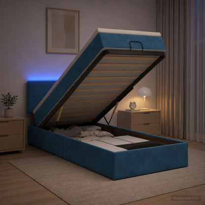 Estructura De Cama Otomana Colchón Terciopelo