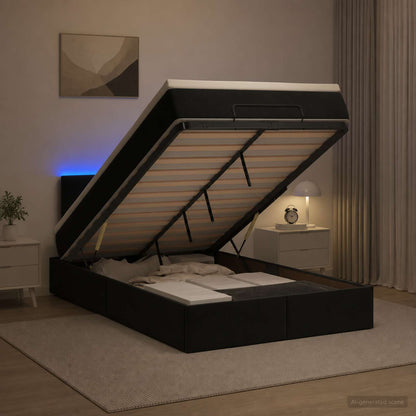 Estructura De Cama Otomana Colchón Terciopelo