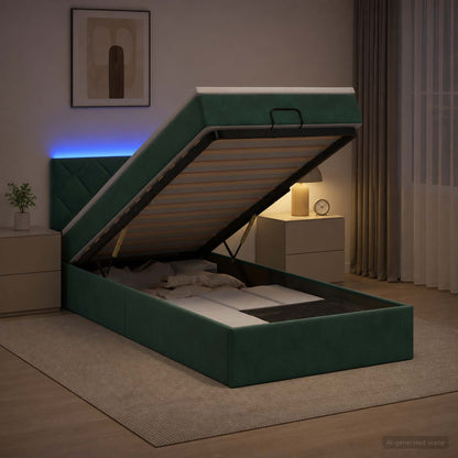 Estructura De Cama Otomana Colchón Terciopelo