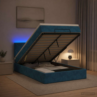 Estructura De Cama Otomana Colchón Terciopelo