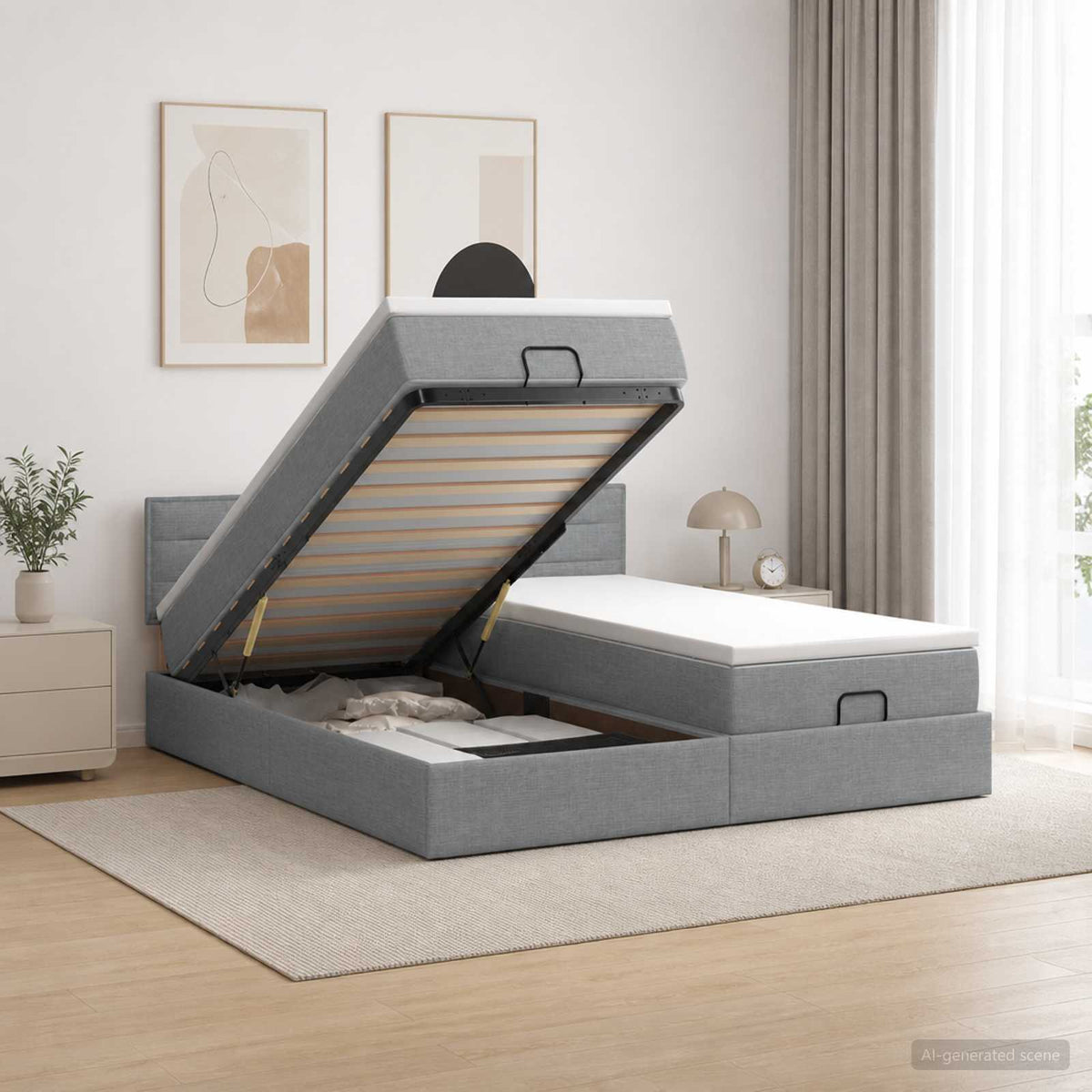 Estructura Cama Otomana Colchones Tela 200X200Cm
