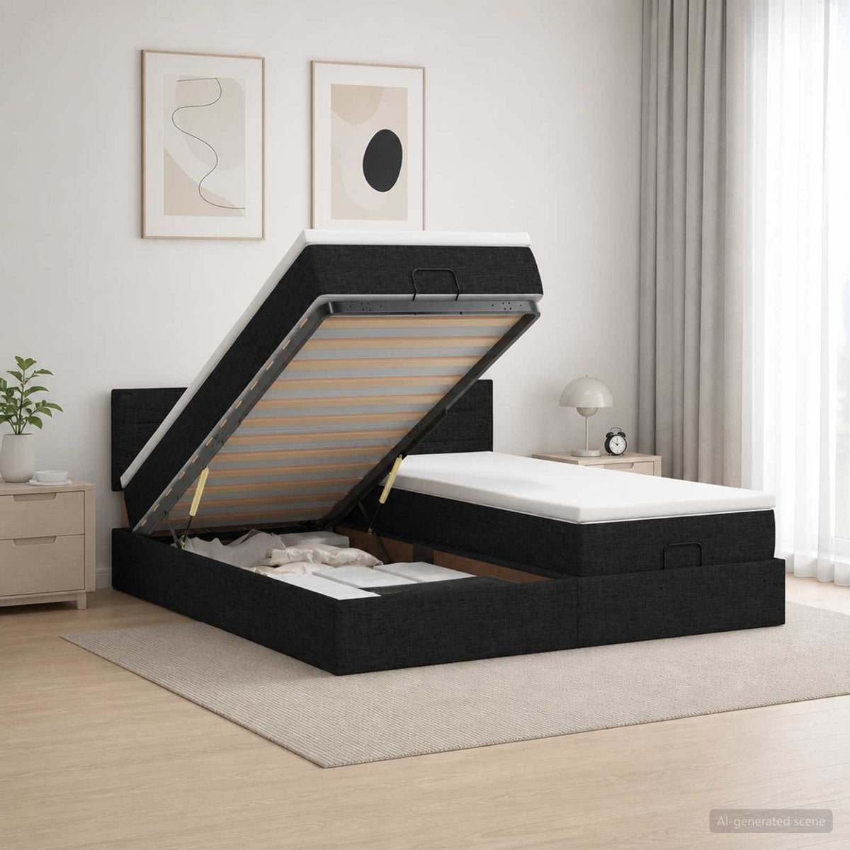 Estructura Cama Otomana Colchones Tela 200X200Cm