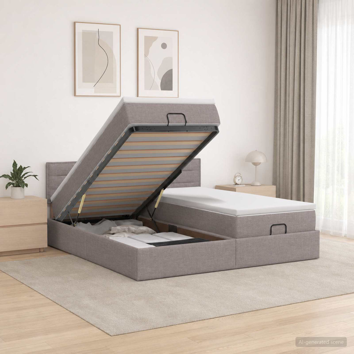 Estructura Cama Otomana Colchones Tela 200X200Cm