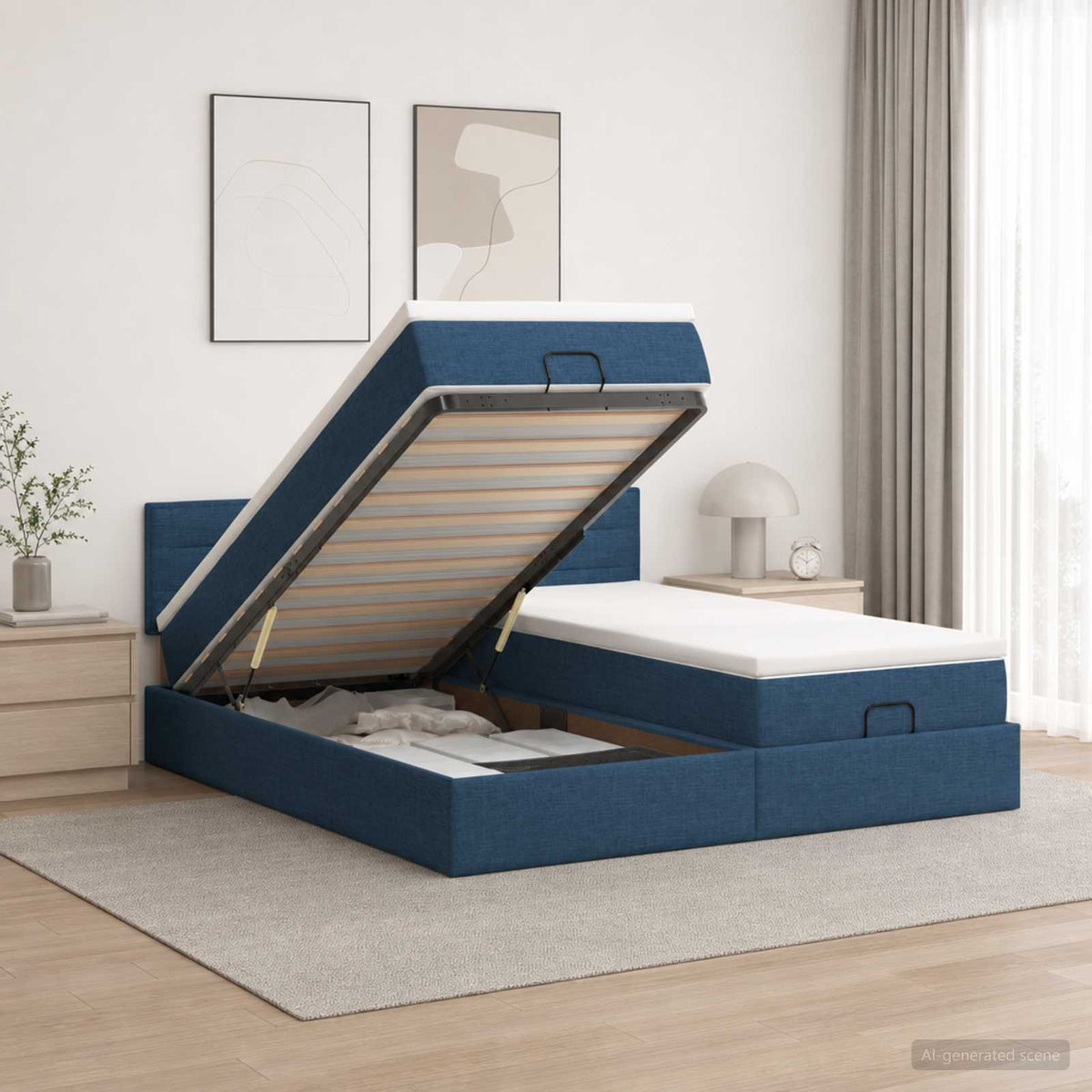 Estructura Cama Otomana Colchones Tela 200X200Cm