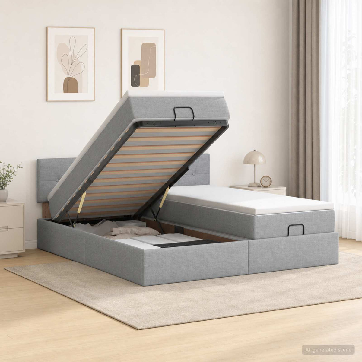 Estructura Cama Otomana Colchones Tela 200X200Cm