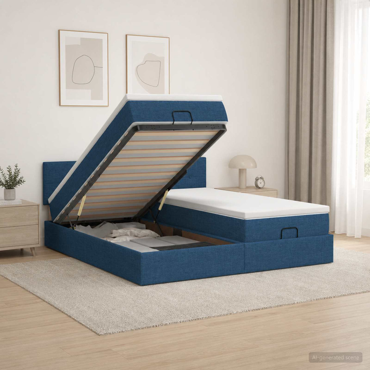 Estructura Cama Otomana Colchones Tela 200X200Cm