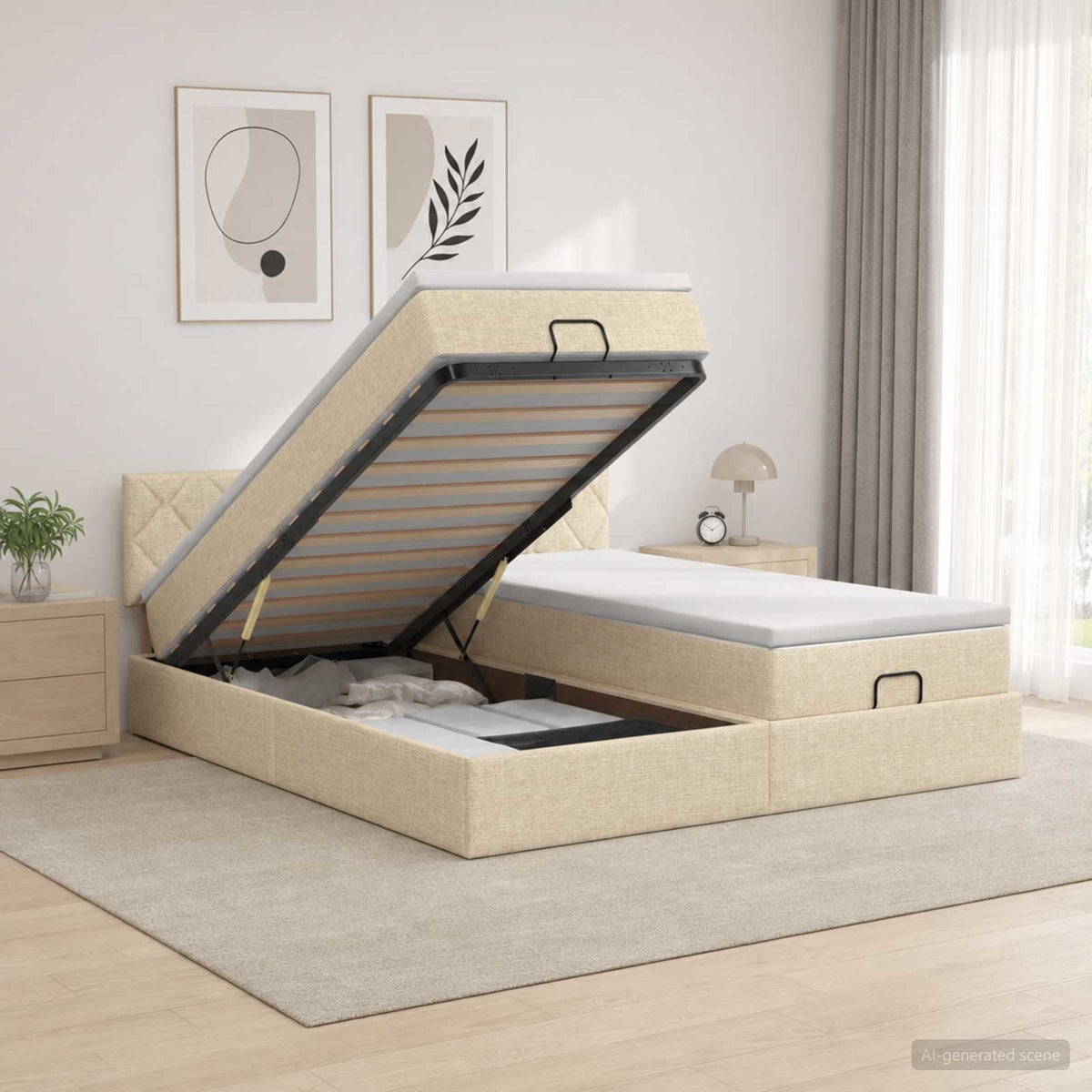 Estructura Cama Otomana Colchones Tela 200X200Cm
