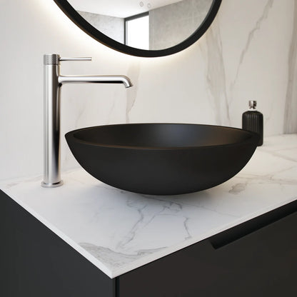 Grifo de lavabo extra alto Stillo Hades Cold Open cromo con aireador moleteado