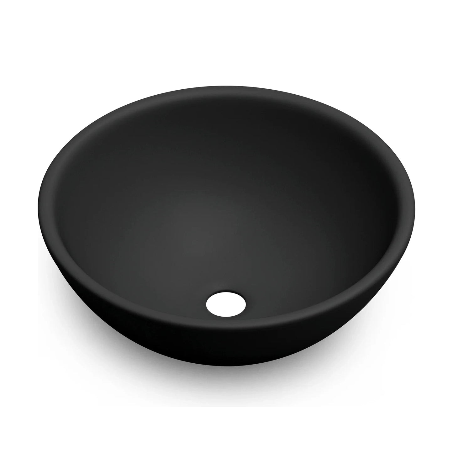 Lavabo redondo sobre encimera Stillo Aurora de 400mm en porcelana color negro mate