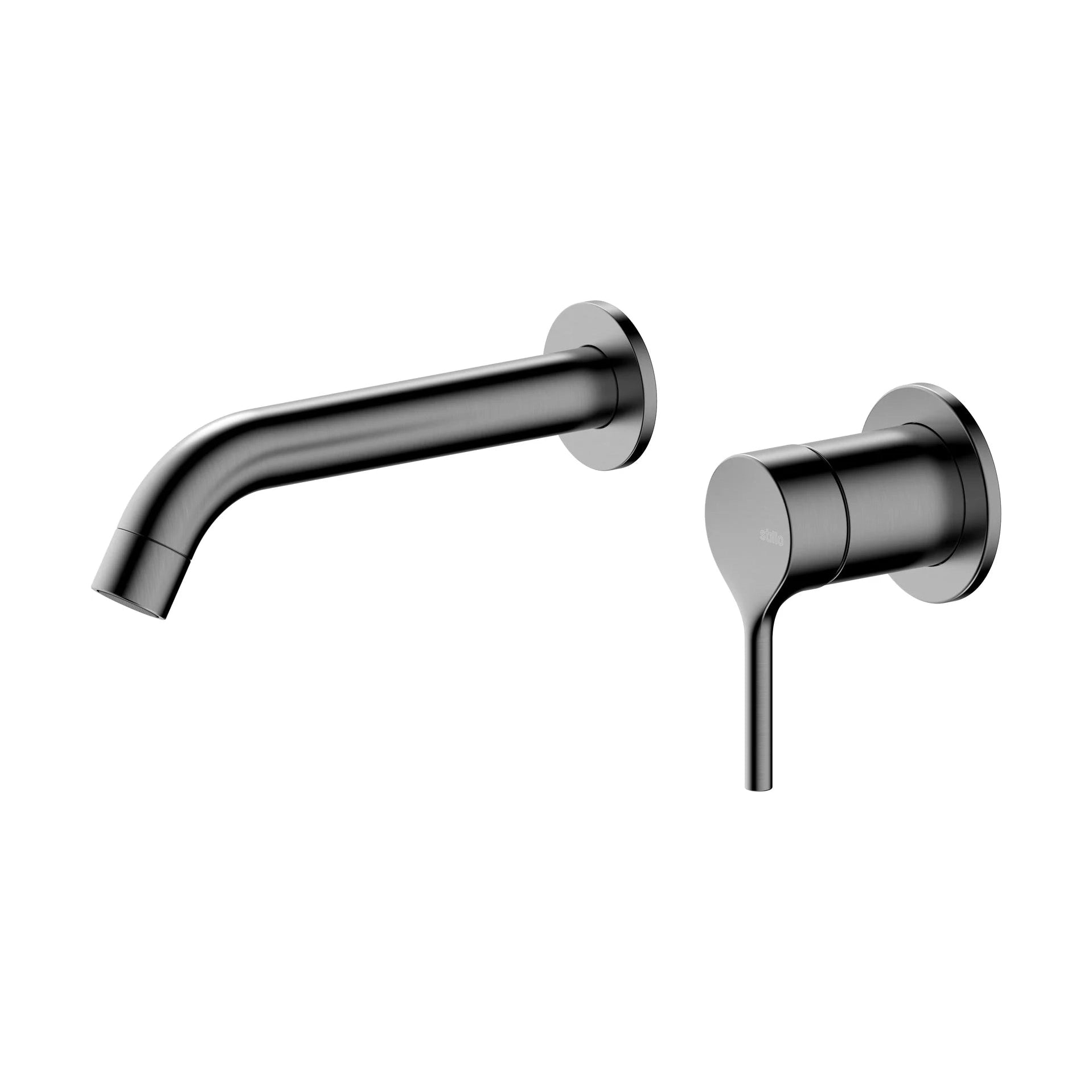 Grifo de lavabo empotrado a pared Stillo Hades acabado Gun Metal liso con caño de 176mm diseño industrial contemporáneo