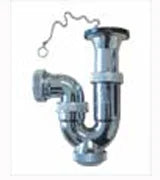 Sifón P horizontal Jimten lavabo 1 1/2" cromo Ø70mm con válvula desagüe S-206