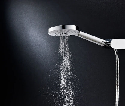 Columna de grifería para ducha termostático Stillo Hades apariencia acero inoxidable rociador mural 2 vías Ø250mm maneral de 3 funciones