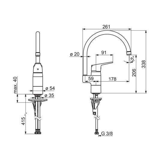 Keittiöhana Oras Vega 1838FG - 33 Musta [6219176] |