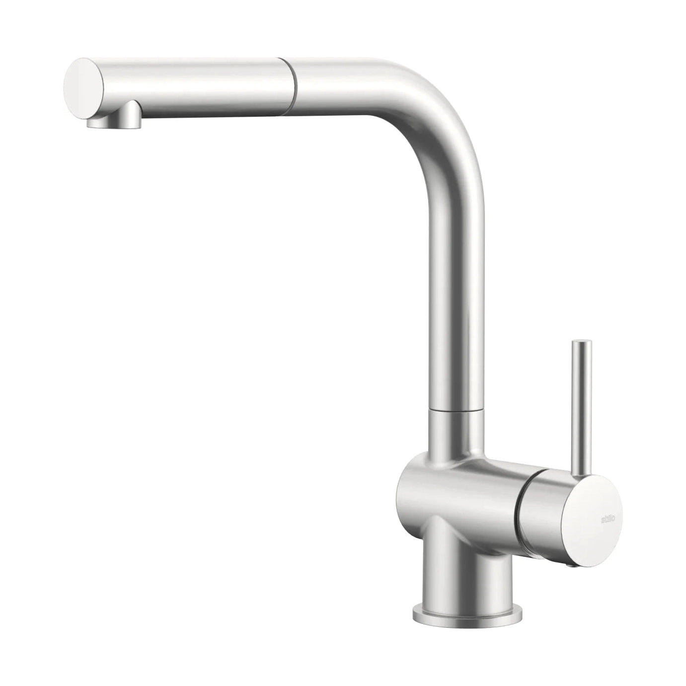 Grifo monomando de fregadero Stillo Zeus acabado acero inoxidable cepillado con caño extra alto y ducha extraíble diseño moderno profesional