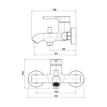 Grifería monomando para baño y ducha Stillo Hades acabado Gun Metal con detalle moleteado en la maneta diseño industrial premium
