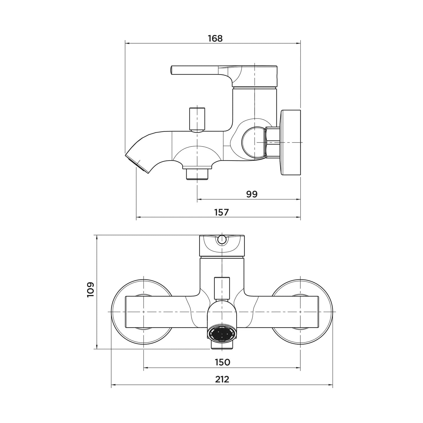 Grifería monomando para baño y ducha Stillo Hades acabado cromo brillante con inversor y caño integrado diseño moderno minimalista