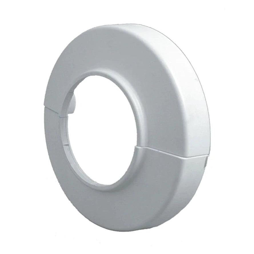 Plafón embellecedor partido en color blanco modelo Jimten S-273 para tubos de desagüe de Ø40 mm